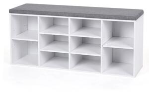 Banchetă depozitare pantofi cu două niveluri de depozitare, alb 104x30x48cm