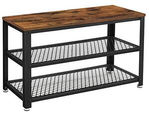 Banchetă depozitare pantofi cu două niveluri de depozitare, maro rustic 73x30x45cm