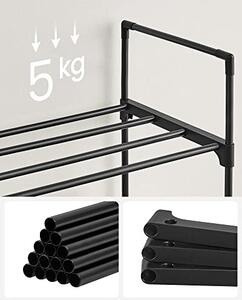 Raft depozitare pantofi cu cadru metalic pe 3 niveluri, negru 92x30x55cm