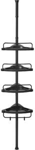 Raft colț baie reglabil, negru 85-305cm