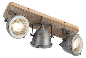 Spotlight inteligent din oțel cu lemn inclinabil, inclusiv 3 GU10 WiFi - Emado