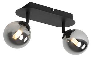 Spotlight modern negru cu sticlă fumurie 2 lumini - Atena