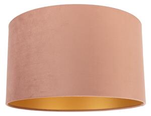 Abajur din catifea roz 35/35/20 cu interior auriu