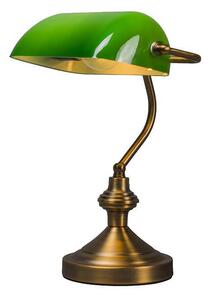 Lampă de masă clasică/Lampă de notar din bronz cu sticlă verde - Banker