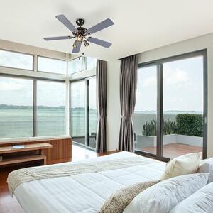 Ventilator de tavan modern din oțel 110cm cu 3 lumini cu șnur - Mistral