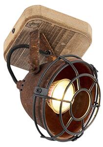 Spotlight industrial inclinabil maro ruginiu cu lemn - Gina