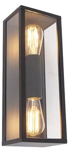 Lampă de perete inteligentă neagră 38 cm 2 lumini IP44 Incl. Wifi ST64 - Charlois