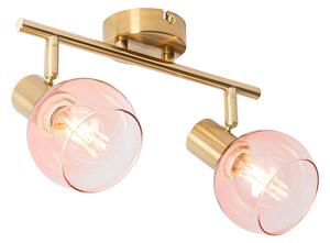 Spotlight Art Deco auriu cu sticlă roz 2 lumini - Vidro