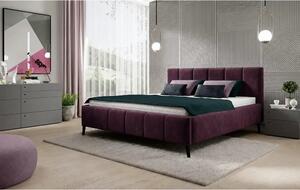 Pat RIVA SR 160x200, stofa catifelata violet - Whisper 14, cu suport s