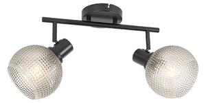 Spotlight de design negru cu sticlă fumurie cu 2 lumini - Chico