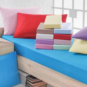 Set pentru pat Kotonia Home husa cu elastic + 2 fete perna 50×70 cm – Jersey,100% bumbac, pentru saltea 180×200+20 cm - Roz