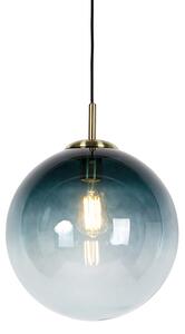 Lampă suspendată inteligentă alamă cu sticlă albastru ocean 33 cm incl. WiFi ST64 - Pallon