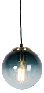 Lampă suspendată inteligentă alamă cu sticlă albastru ocean 20 cm incl. WiFi ST64 - Pallon