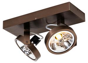 Spotlight de design bronz închis cu 2 lumini rotative și înclinabile - Go