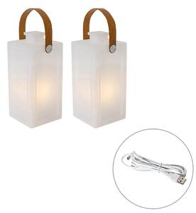 Set de 2 lămpi de masă albe cu efect de flacără reîncărcabile IP44 - Stard