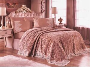 Set Cuvertură de pat extralarge Royal Home cu dantelă, 6 piese - Roz ars