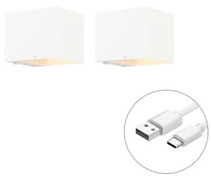 Set de 2 aplice albe cu dimmer reîncărcabile - Joris