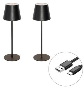 Set de 2 lămpi de masă negre cu dimmer și reîncărcabile - Murdock