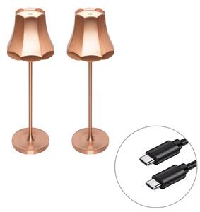 Set de 2 lămpi de masă retro cupru reîncărcabile IP44 - Granny