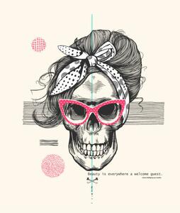 Ilustrație Women's skeleton skull in pop art, Lisitsa