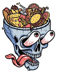 Ilustrație lots of food on top of the skull, gunaonedesign