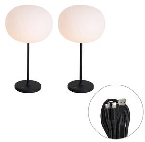 Set de 2 lămpi de masă moderne reîncărcabile albe - Maloi