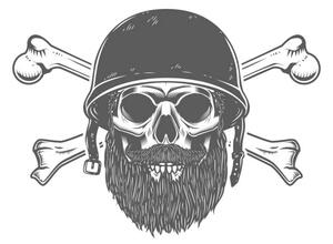 Ilustrație Illustration of bearded soldier skull with, ioanmasay