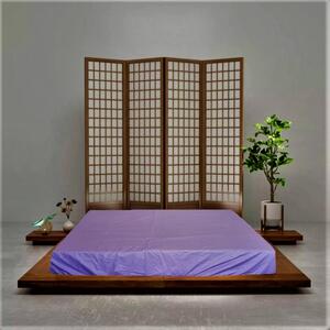 Husa pat Kotonia Home - 2 persoane, ranforce color uni, 100% bumbac, pentru saltea 180x200+30 cm, lila