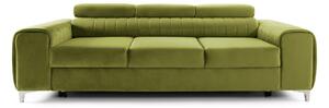 Canapea Extensibilă 3 locuri TIME, cu tetiere reglabile, cu suport lombar, 255x97x94 cm, Verde-Olive-Velluto