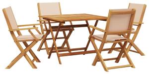Set mobilier de grădină 5 piese textil bej/lemn masiv