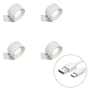 Set de 4 Aplice și Plafoniere Moderne Albe cu LED Reîncărcabil - Bright