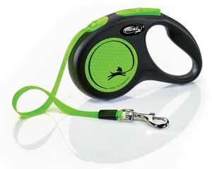 Flexi Lesă autoretractabilă New Neon S, 5 m, 15kg, verde