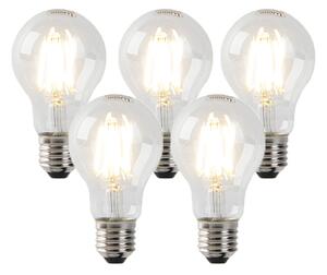 Set de 5 becuri LED E27 reglabile cu intensitatea luminii, transparente, 7W, 806 lm, 2700K