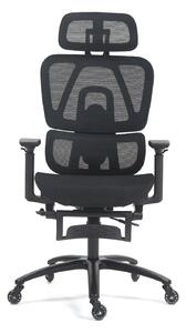 METACHAIR PRO Scaun ergonomic, sezut translatie, cotiere 3D, suport picioare, roti silicon, Full Mesh, Negru