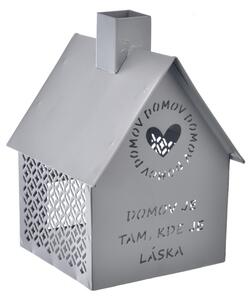 InDecor Suport metalic pentru lumânări LittleHouse gri, 12 x 12 x 15 cm