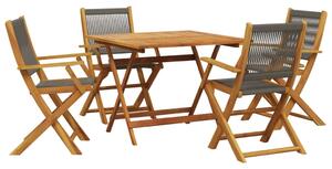 Set mobilier de grădină 5 piese polipropilenă gri/lemn masiv
