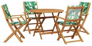Set mobilier de grădină 5 piese textil model frunze/lemn masiv