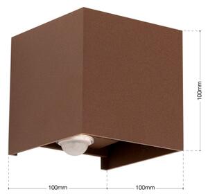 Orion- Aplică de perete LED pentru exterior cu senzor CUBE-S LED/13W/230V IP54 maro