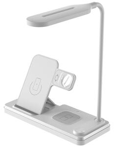 Lampa cu incarcare wireless si suport telefon, Quasar & Co.®, 4 functii, QI 15W, ABS, alb