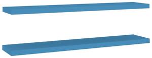 Rafturi perete suspendate 2 buc. albastru 120x23,5x3,8 cm MDF