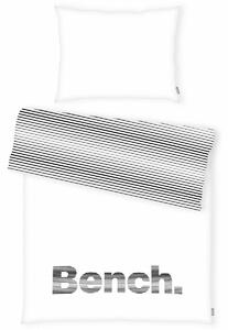 Lenjerie de pat Bench din bumbac, Dungi alb-negru, 140 x 200 cm, 70 x 90 cm