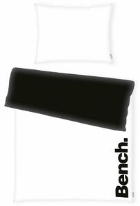 Lenjerie de pat Bench din bumbac alb-negru, 140 x 200 cm, 70 x 90 cm