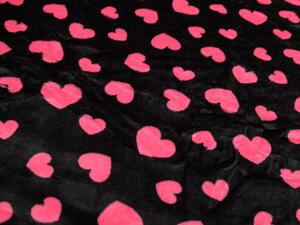 Lenjerie de pat microplus PINK HEARTS neagra Dimensiune lenjerie de pat: 70 x 90 cm | 140 x 200 cm