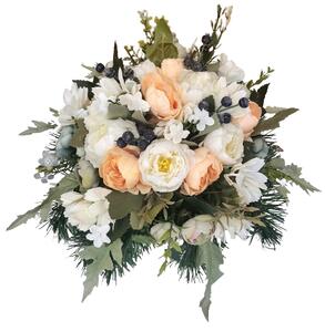 Aranjament pentru cimitir de bujori artificiali si accesorii 30cm x 17cm