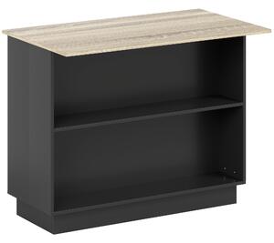 HOMCOM Insulă de Bucătărie cu Bar, Cărucior de Bucătărie cu 2 Compartimente Deschise și 2 Dulapuri, 105x60x82 cm, Negru | Aosom Romania