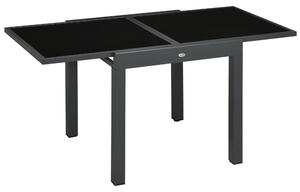 Outsunny Masă de Grădină Extensibilă cu Blat din Sticlă 80-160x80x75 cm Negru | Aosom Romania