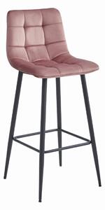 Scaun de bar ARCETO VELVET cu picioare negre, roz