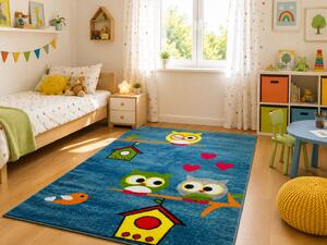 Covor Pentru Copii, Kolibri Bufnite 11205, Albastru, 120x170 cm