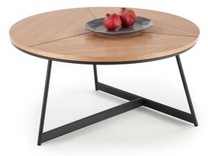 Măsuță de cafea Houston 1291Stejar, Negru, 4cm, Furnir din lemn natural, MDF, Rotund