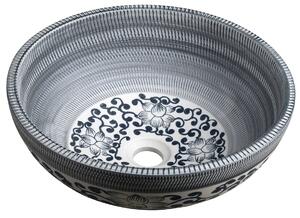 Sapho Sapho, chiuveta blat ceramica PRIORI Ø 41 cm, albastru cu model, PI036